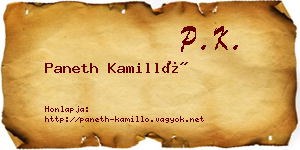 Paneth Kamilló névjegykártya